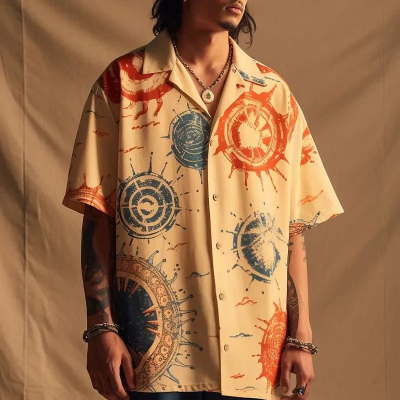 Vintage Hemd - Button-Up Hemd - Bedruckt - Lose Passform - Herrenhemd-HauteBerlin