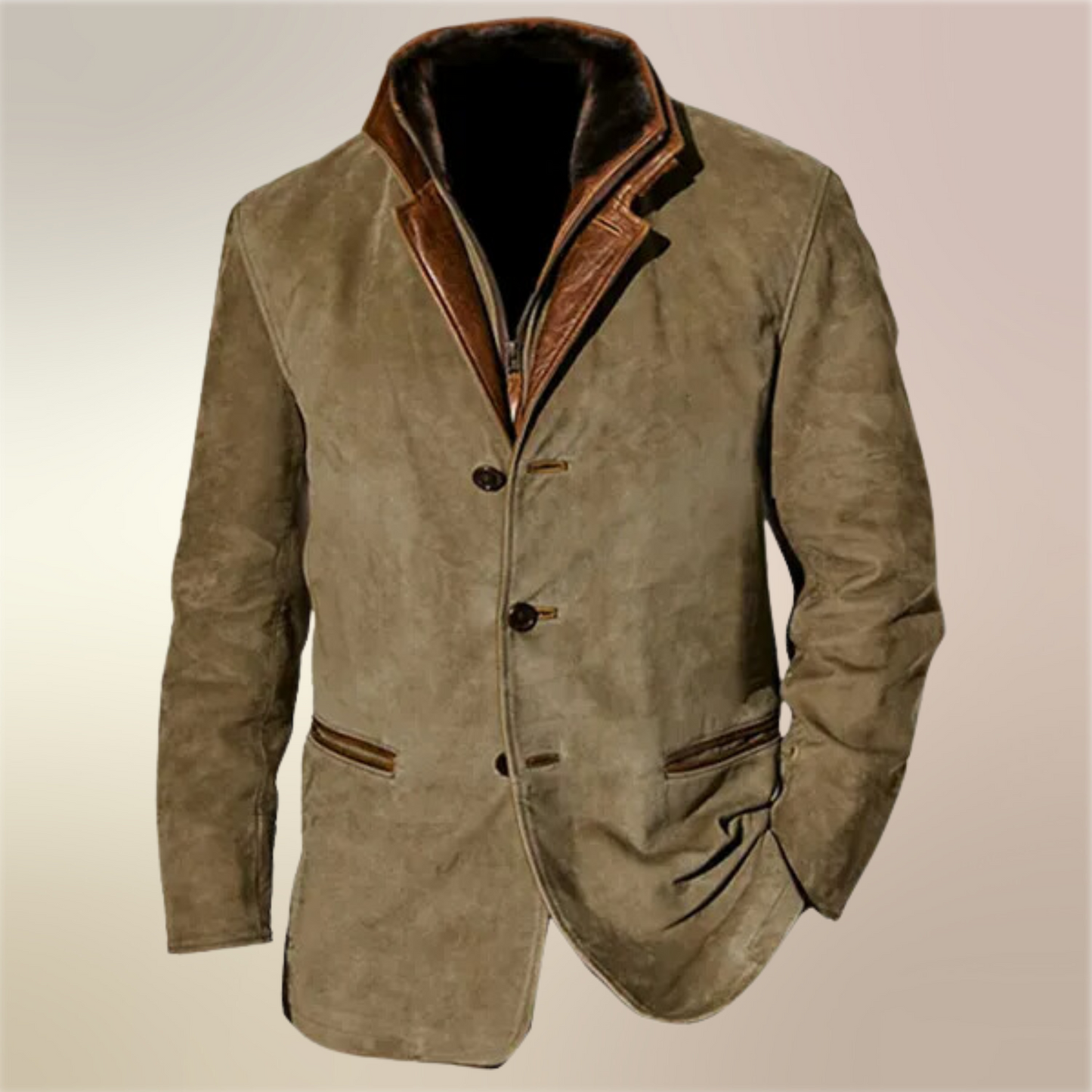 Vintage Jacke - Knopfleiste - Wildleder - Herbstjacke - Herrenjacke-HauteBerlin