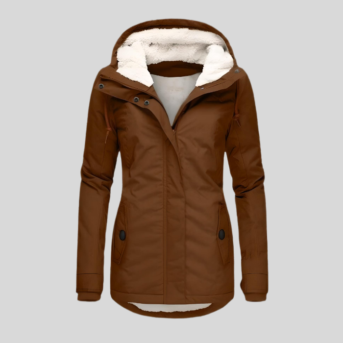 Wasserdichte Jacke – mit Kapuze – mit Fleecefutter – Regenjacke – Winterjacke für Frauen-HauteBerlin