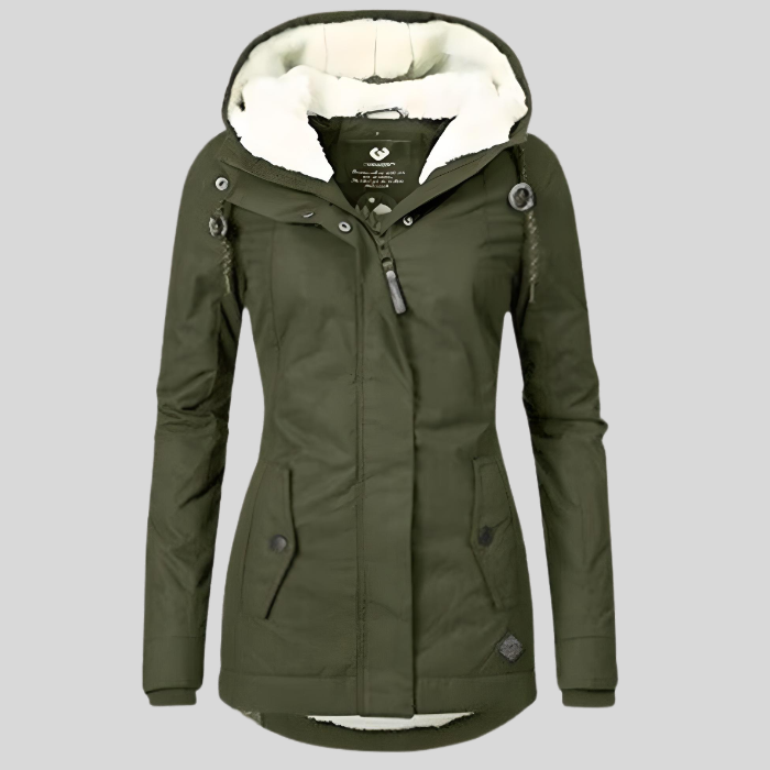 Wasserdichte Jacke – mit Kapuze – mit Fleecefutter – Regenjacke – Winterjacke für Frauen-HauteBerlin