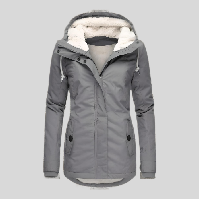 Wasserdichte Jacke – mit Kapuze – mit Fleecefutter – Regenjacke – Winterjacke für Frauen-HauteBerlin