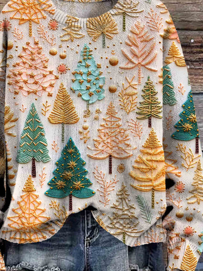 Weihnachts-Pullover – übergroßer Strickpullover mit Weihnachtsbaum für Damen-HauteBerlin