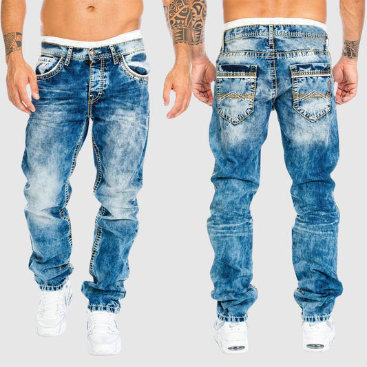 Weit geschnittene Jeans – verwaschen – tief sitzend – Baggy-Jeans – Herrenjeans-HauteBerlin