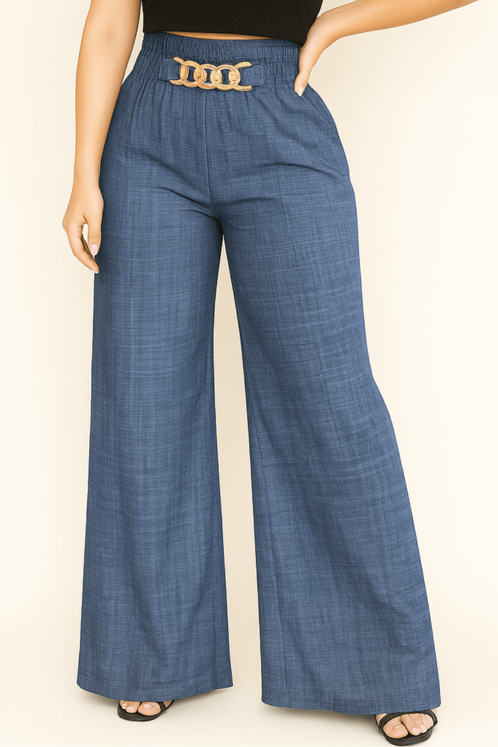 Weite Hosen – Elastischer Bund – Lockere Passform – Hosen mit hoher Taille – Damenhosen-HauteBerlin