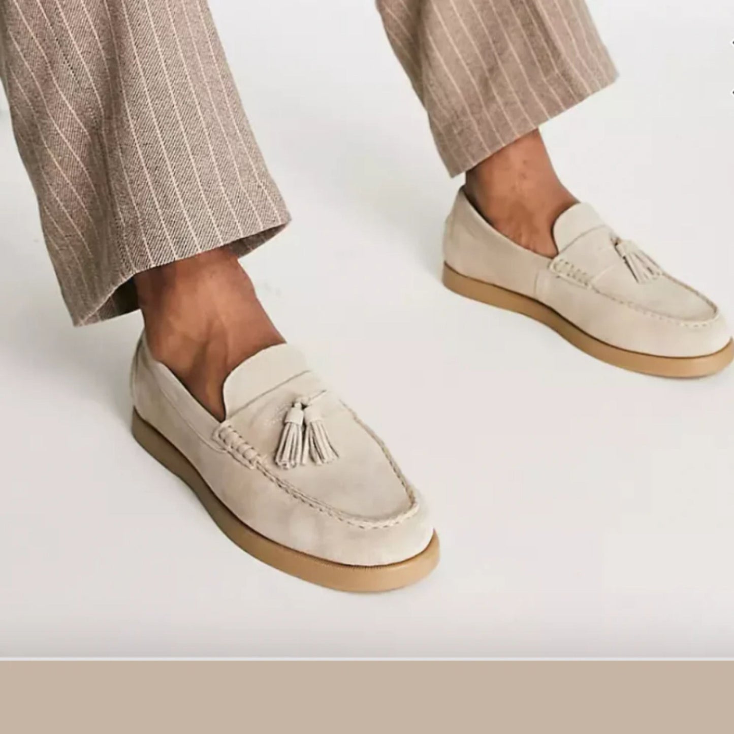Wildleder Loafers - Herren Rutschfest Beige Tassel Loafer Schuhe-HauteBerlin