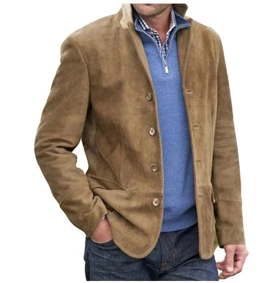 Wildlederjacke | Einreihig | Kunstwildleder | Vintage-Jacke | Herrenjacken-HauteBerlin