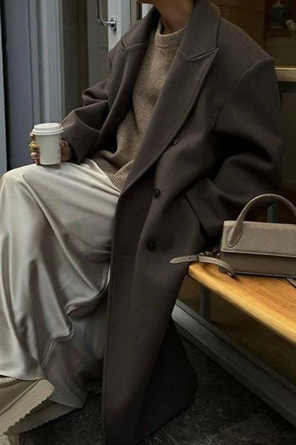 Winter-Trenchcoat | Braun | Zweireihiger langer Mantel | Wintermantel für Frauen-HauteBerlin