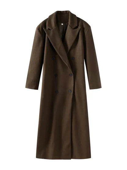 Winter-Trenchcoat | Braun | Zweireihiger langer Mantel | Wintermantel für Frauen-HauteBerlin