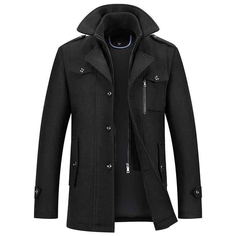 Winterjacke – Herrenjacke aus Wolle mit Reißverschluss und einreihiger Knopfleiste-HauteBerlin