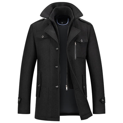 Winterjacke – Herrenjacke aus Wolle mit Reißverschluss und einreihiger Knopfleiste-HauteBerlin