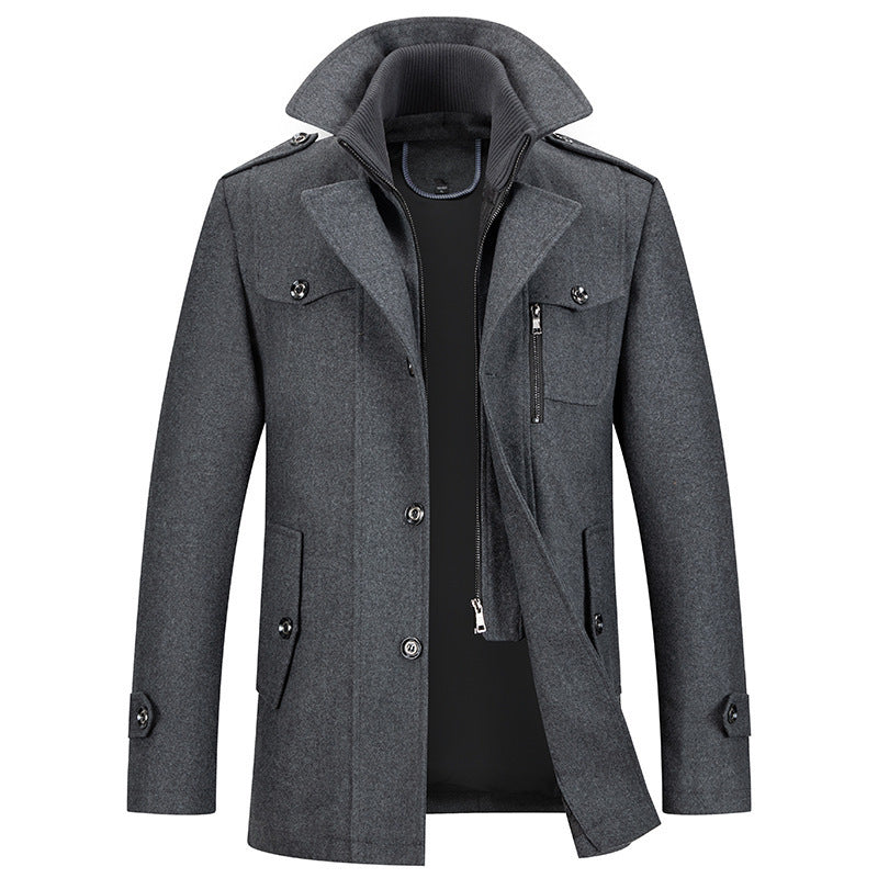 Winterjacke – Herrenjacke aus Wolle mit Reißverschluss und einreihiger Knopfleiste-HauteBerlin