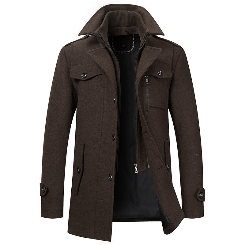 Winterjacke – Herrenjacke aus Wolle mit Reißverschluss und einreihiger Knopfleiste-HauteBerlin