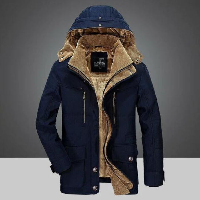 Winterjacke | Reißverschluss | Kapuze | Sherpa-Futter | Herren-Winterjacke-HauteBerlin