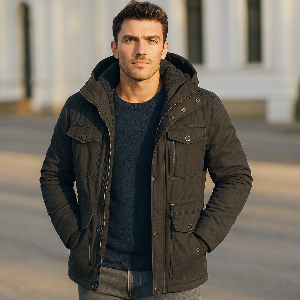 Winterjacke – mit Kapuze – mit Fleece gefüttert - Daunenjacke – Wintermäntel und -jacken für Herren-HauteBerlin