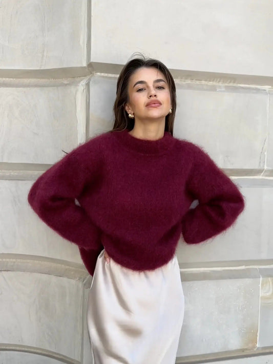 Flauschiger Pullover – Oversized – Pullover – Strickpullover – Damenstrickwaren