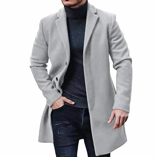 Wolljacke - Einreihig - Mittellang - Trenchcoat aus Wolle - Winterjacke für Männer-Chaps Herrenmode