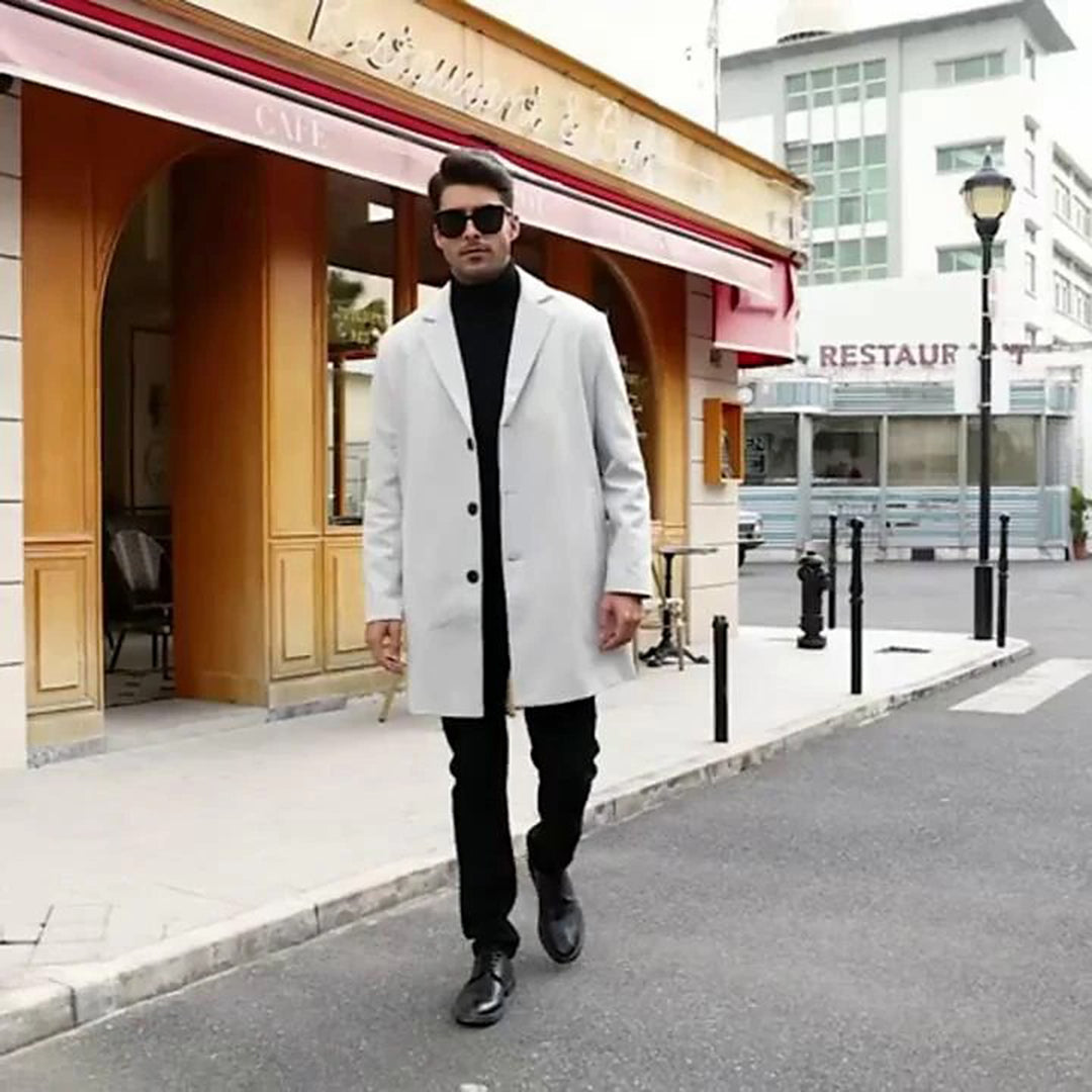 Wolljacke - Einreihig - Mittellang - Trenchcoat aus Wolle - Winterjacke für Männer-HauteBerlin