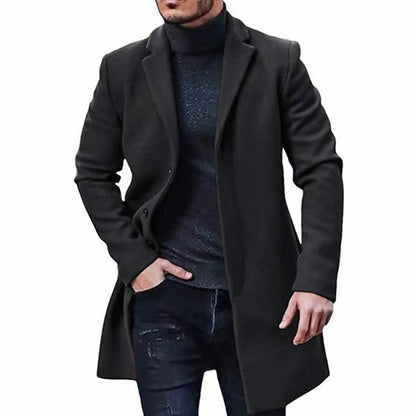 Wolljacke - Einreihig - Mittellang - Trenchcoat aus Wolle - Winterjacke für Männer-HauteBerlin