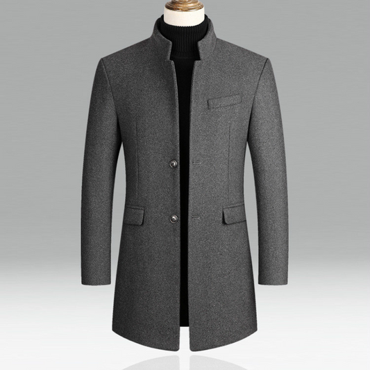 Wollmantel - Einreihig - Stehkragen - Winterjacke - Herrenmantel-HauteBerlin