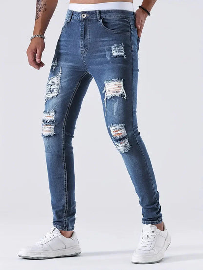 Zayden Zerrissene Jeans | Trendige Slim Fit Jeans für Männer-HauteBerlin