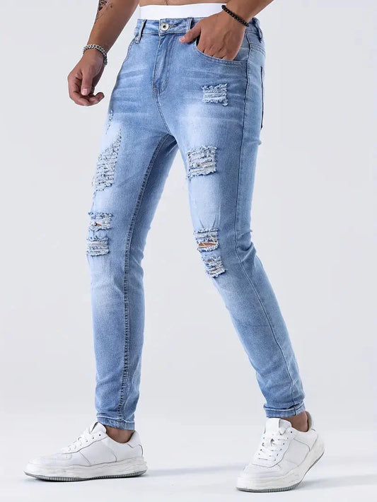 Zayden Zerrissene Jeans | Trendige Slim Fit Jeans für Männer-HauteBerlin