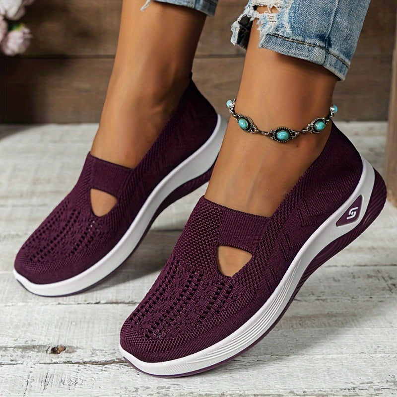 OrthoViva – Leichte Damen Slip-On Sneaker mit Orthopädischer Sohle-Dunkellila-35-HauteBerlin
