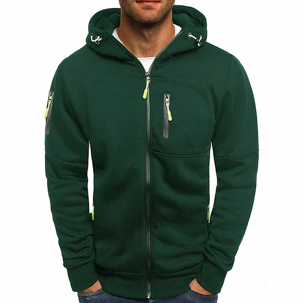 Zip-Hoodie - Warm - Reißverschlusstaschen - Kapuzenpullover mit Reißverschluss - Herrenbekleidung-HauteBerlin