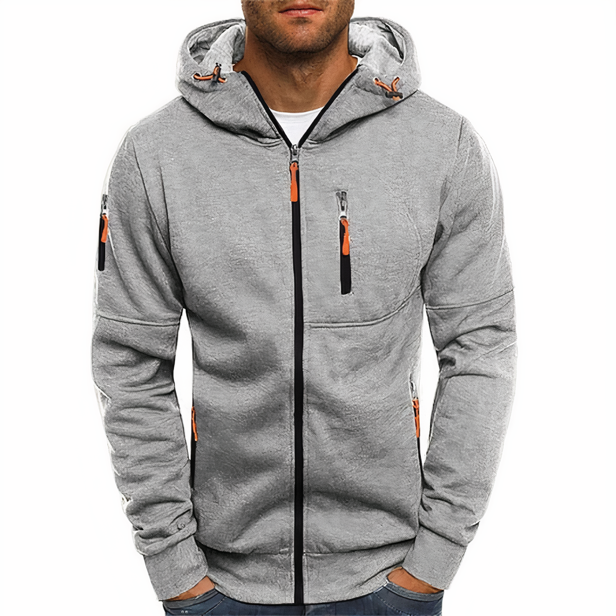 Zip-Hoodie - Warm - Reißverschlusstaschen - Kapuzenpullover mit Reißverschluss - Herrenbekleidung-HauteBerlin