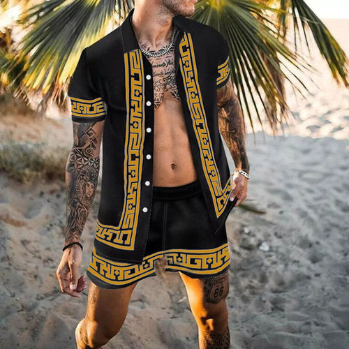 Zweiteiler – mit Knöpfen – Kurzarm – Hemd und Shorts – Sommerkleidung für Herren-HauteBerlin