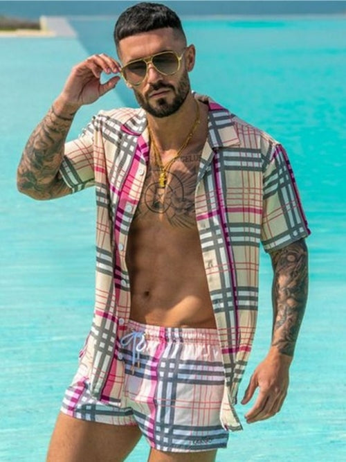 Zweiteiler – mit Knöpfen – Kurzarm – Hemd und Shorts – Sommerkleidung für Herren-HauteBerlin