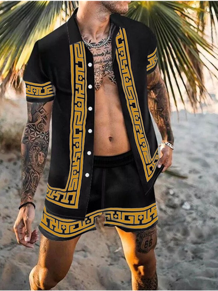 Zweiteiler – mit Knöpfen – Kurzarm – Hemd und Shorts – Sommerkleidung für Herren-HauteBerlin