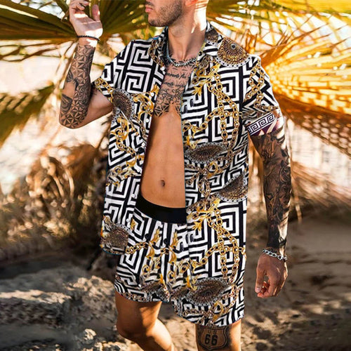 Zweiteiler – mit Knöpfen – Kurzarm – Hemd und Shorts – Sommerkleidung für Herren-HauteBerlin