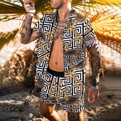 Zweiteiler – mit Knöpfen – Kurzarm – Hemd und Shorts – Sommerkleidung für Herren-HauteBerlin