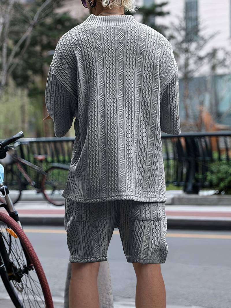 Zweiteiliges Set | Gestrickt | Kurzarm | Co-Ord Sets Männer | Herren Kurzsets-HauteBerlin