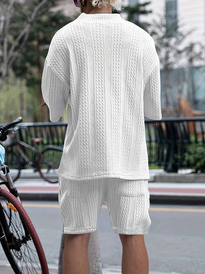 Zweiteiliges Set | Gestrickt | Kurzarm | Co-Ord Sets Männer | Herren Kurzsets-HauteBerlin