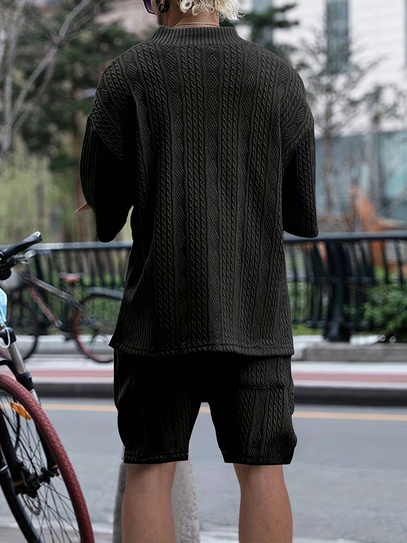 Zweiteiliges Set | Gestrickt | Kurzarm | Co-Ord Sets Männer | Herren Kurzsets-HauteBerlin