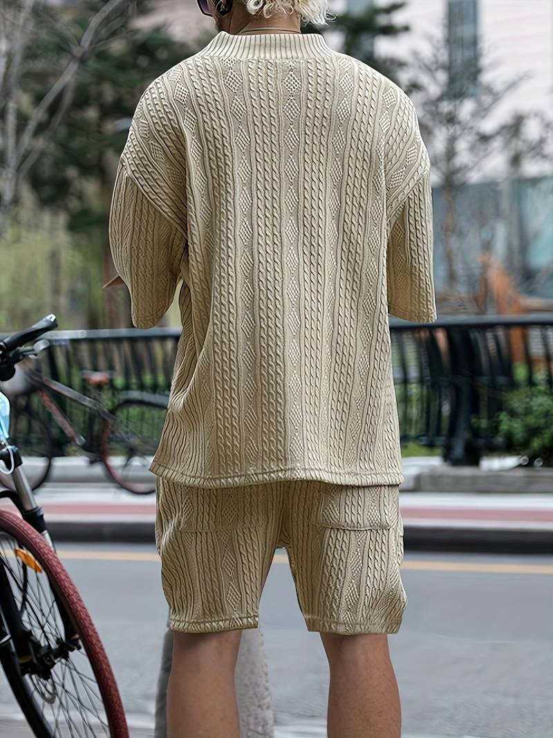 Zweiteiliges Set | Gestrickt | Kurzarm | Co-Ord Sets Männer | Herren Kurzsets-HauteBerlin