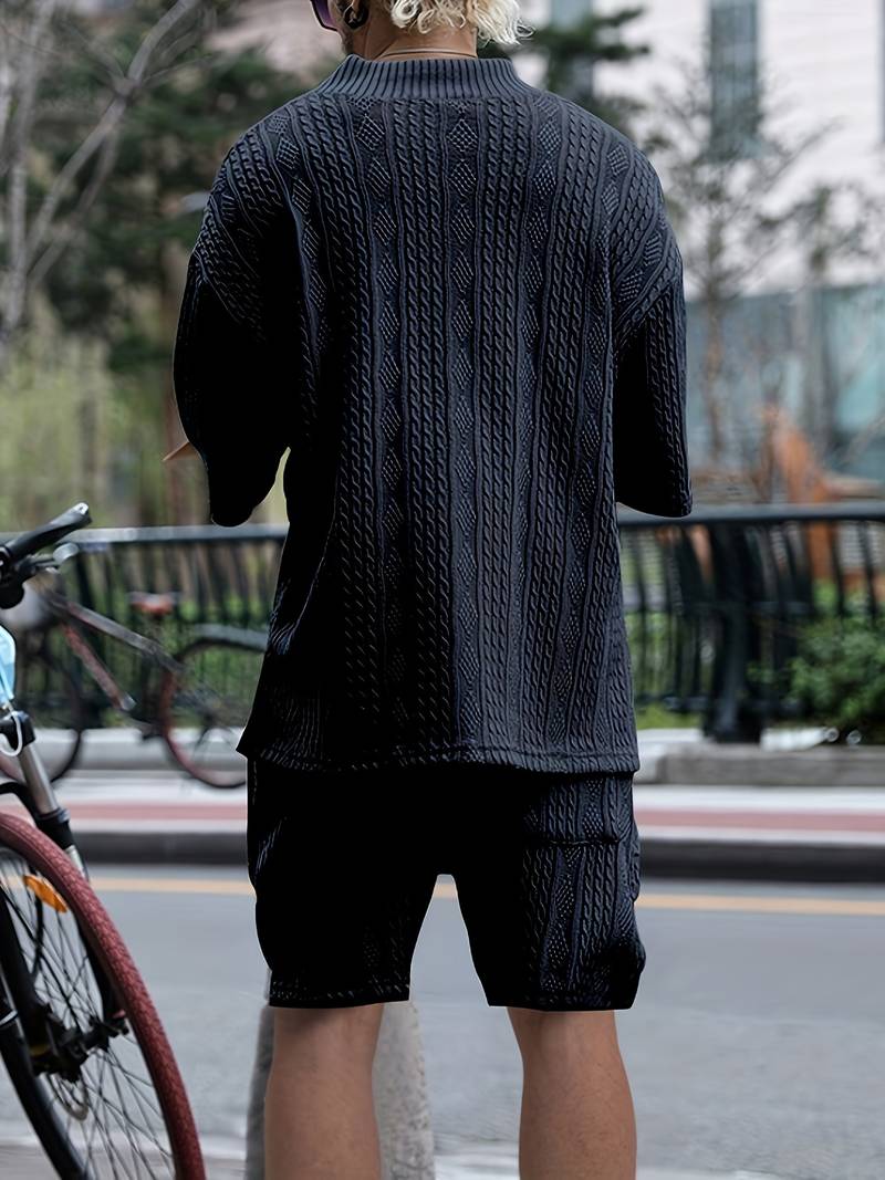 Zweiteiliges Set | Gestrickt | Kurzarm | Co-Ord Sets Männer | Herren Kurzsets-HauteBerlin