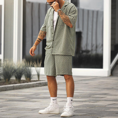 Zweiteiliges Set – Kurzarmhemd und Shorts für Herren für den Sommer-HauteBerlin