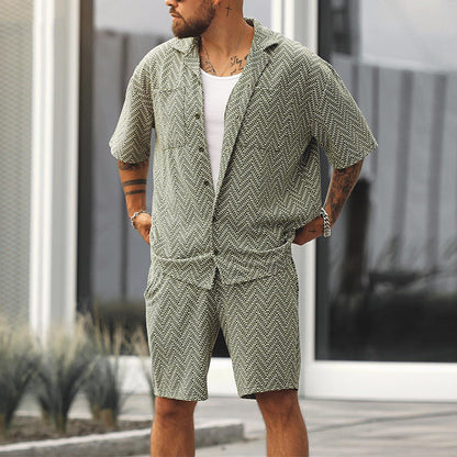 Zweiteiliges Set – Kurzarmhemd und Shorts für Herren für den Sommer-HauteBerlin