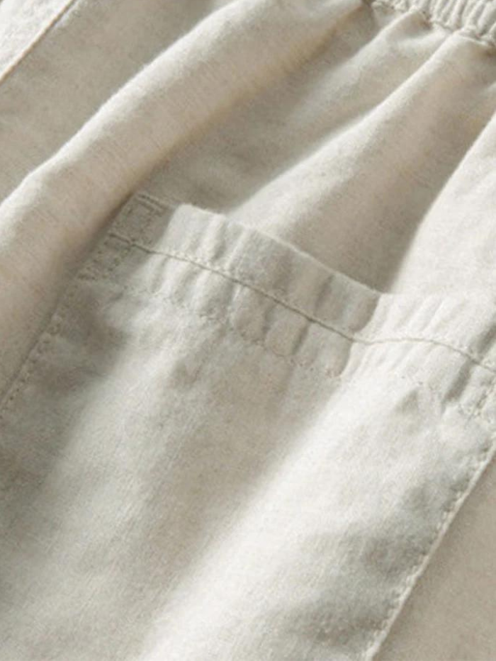 Zweiteiliges Set | Kurze Ärmel | Geknöpft | Leinenkleidung | Leinenhosen für Männer-HauteBerlin