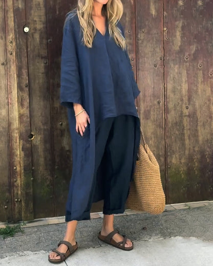 Zweiteiliges Set – Lässiges Oversize-Set aus Bluse und Hose für Damen für den Sommer-HauteBerlin