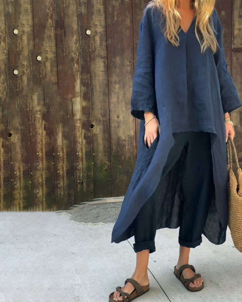 Zweiteiliges Set – Lässiges Oversize-Set aus Bluse und Hose für Damen für den Sommer-HauteBerlin