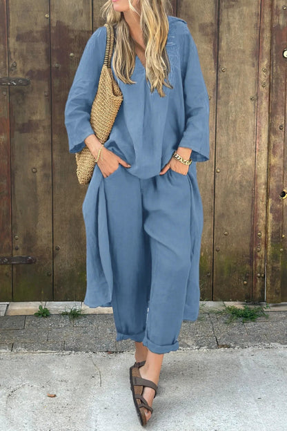 Zweiteiliges Set – Lässiges Oversize-Set aus Bluse und Hose für Damen für den Sommer-HauteBerlin