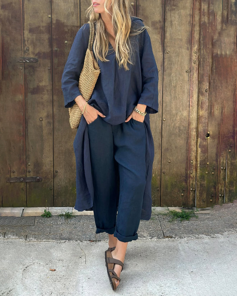 Zweiteiliges Set – Lässiges Oversize-Set aus Bluse und Hose für Damen für den Sommer-HauteBerlin
