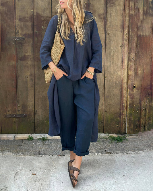 Zweiteiliges Set – Lässiges Oversize-Set aus Bluse und Hose für Damen für den Sommer-HauteBerlin