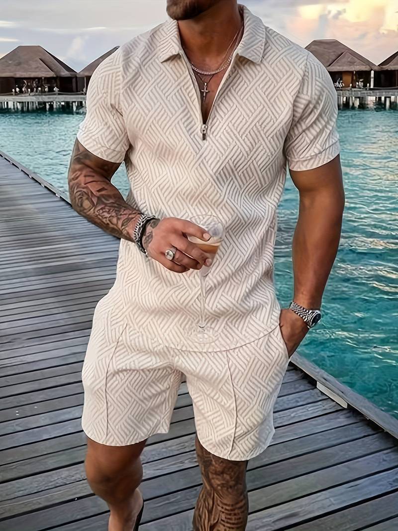 Zweiteiliges Set - Sommer - Kurzarm - Shorts - Herrenbekleidung-HauteBerlin