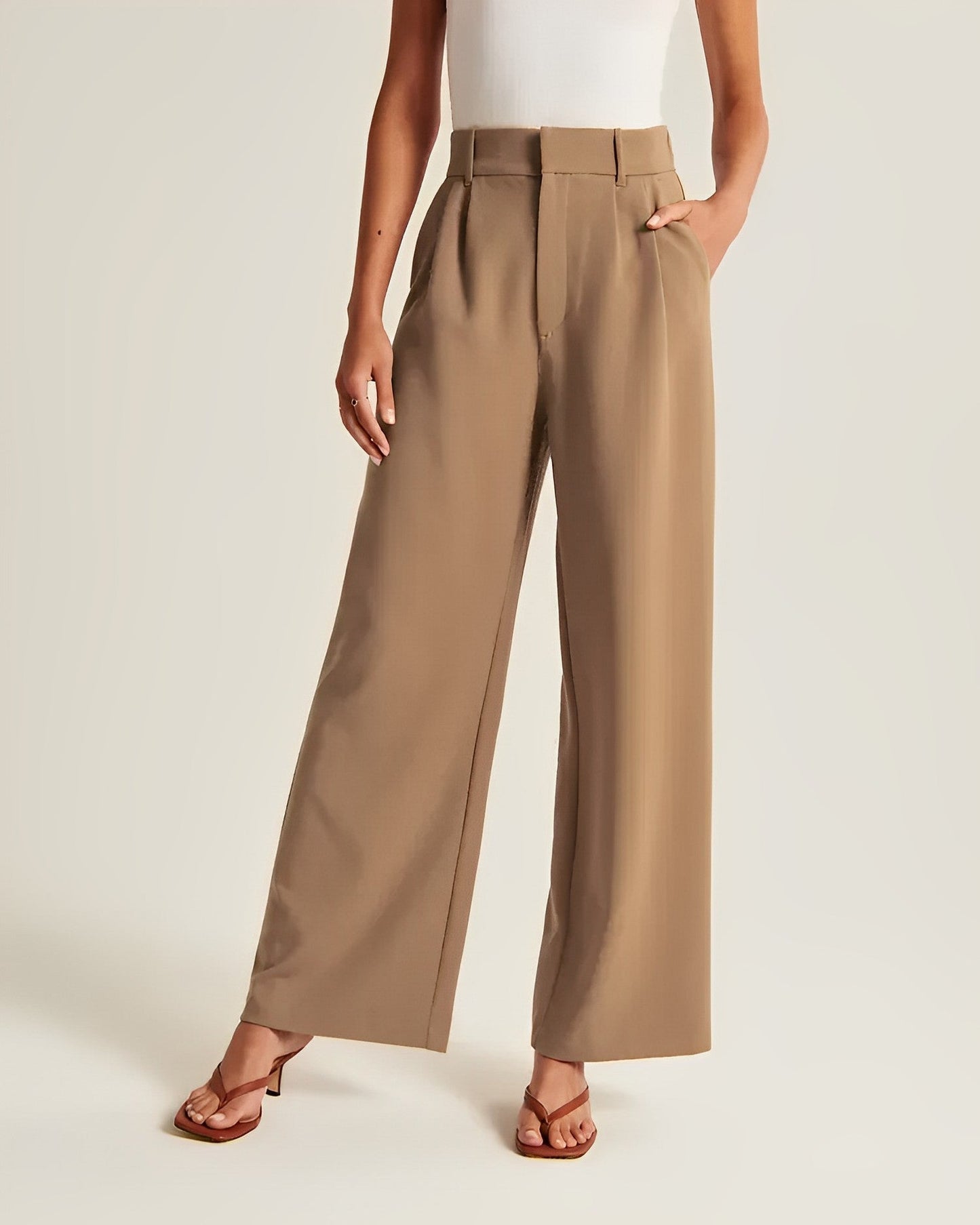 Vellessa – Elegante Damen Hose mit Weitem Bein & Maßgeschneidertem Look-Braun-XS-HauteBerlin