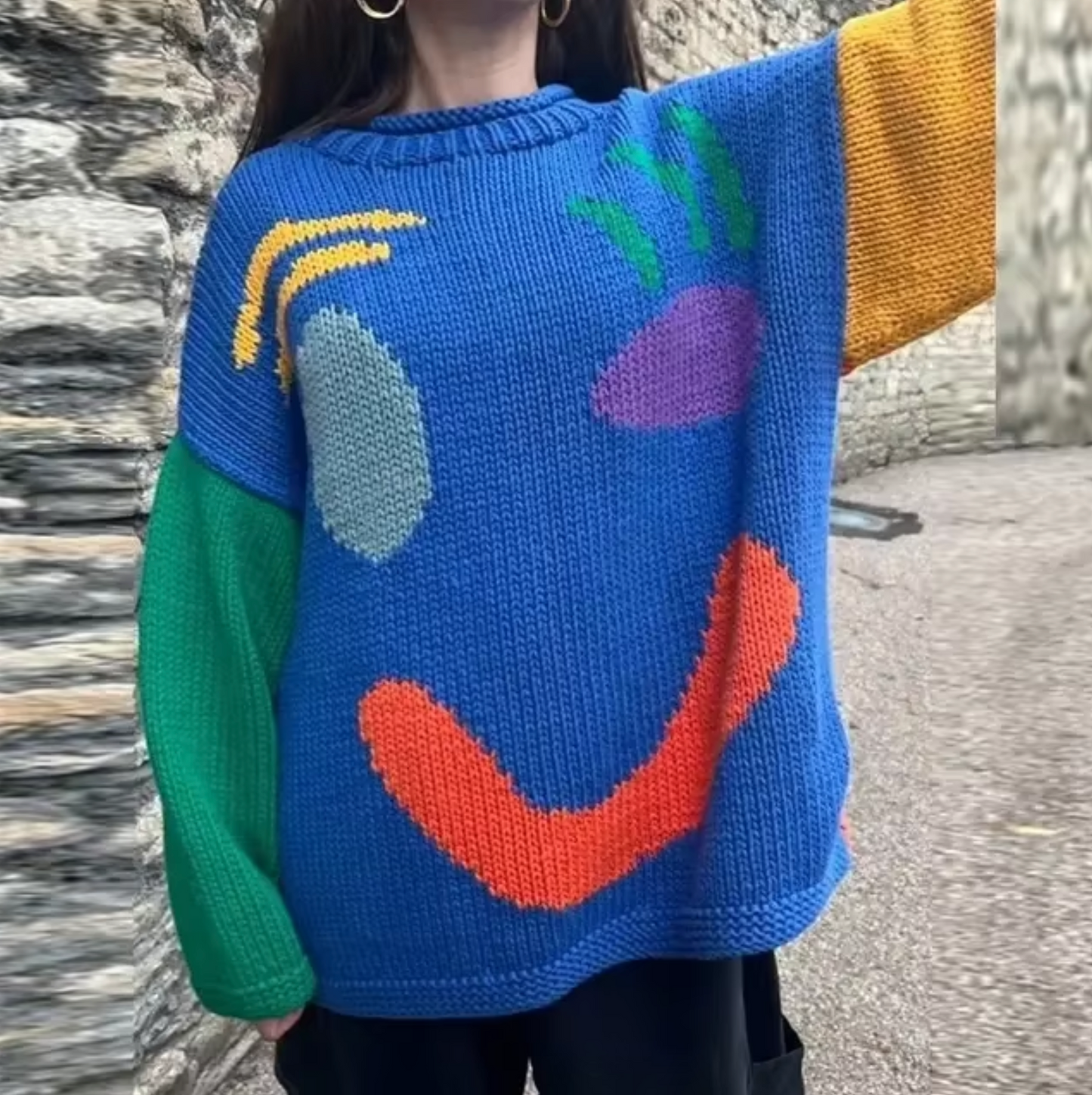 Vimi - Strickpullover aus Baumwolle in Übergröße-Blau-S-HauteBerlin