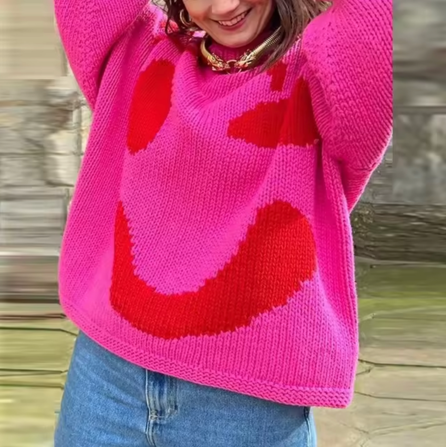 Vimi - Strickpullover aus Baumwolle in Übergröße-Rosa-S-HauteBerlin